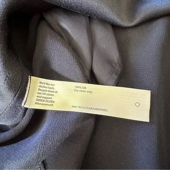 NWT Eileen Fisher 100% Silk V Neck Dress Midnight Navy - Picture 5 of 6